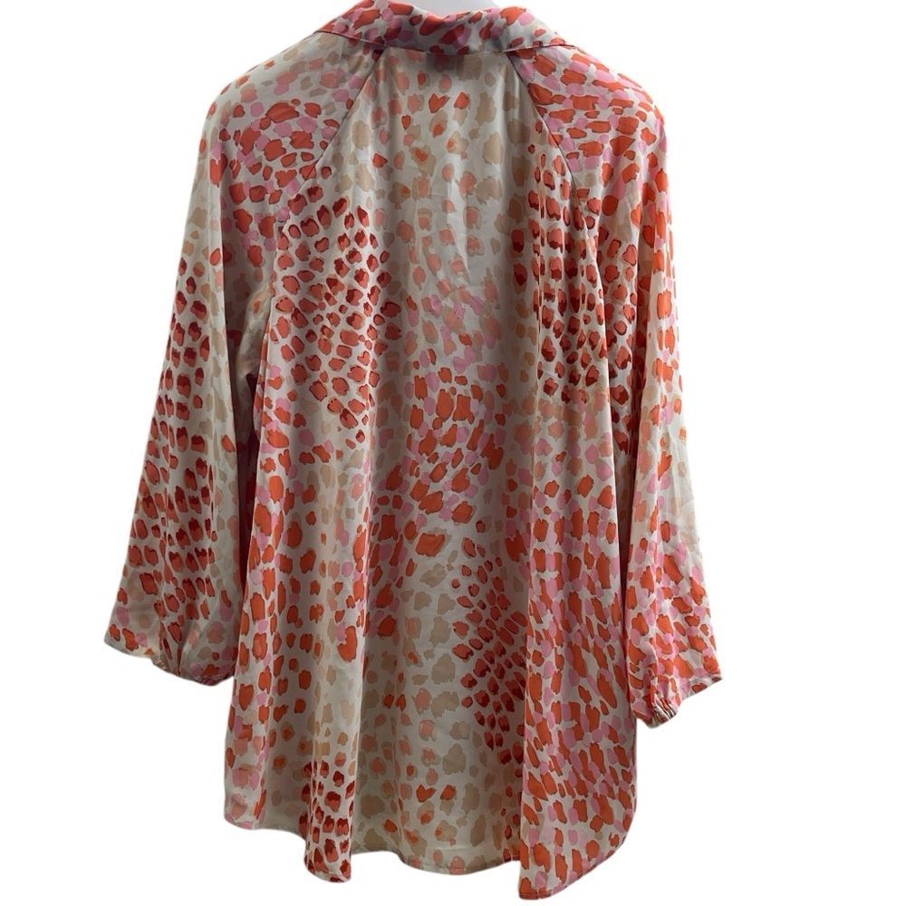 CABI GO-TO WOMEN'S MEDIUM BOTTON DOWN ORANGE TAN ANIMAL PRINT BLOUSE - Picture 6 of 12